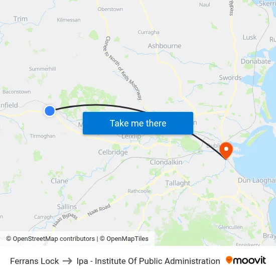 Ferrans Lock to Ipa - Institute Of Public Administration map