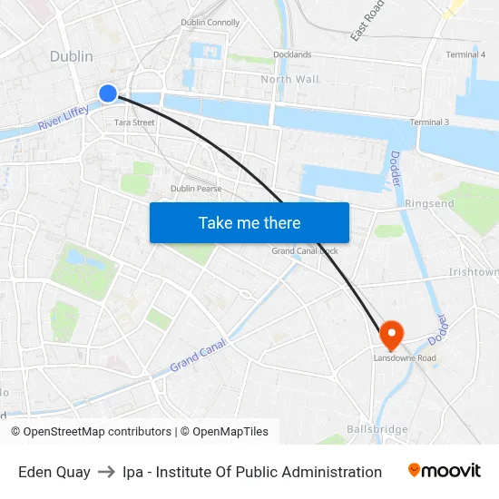 Eden Quay to Ipa - Institute Of Public Administration map