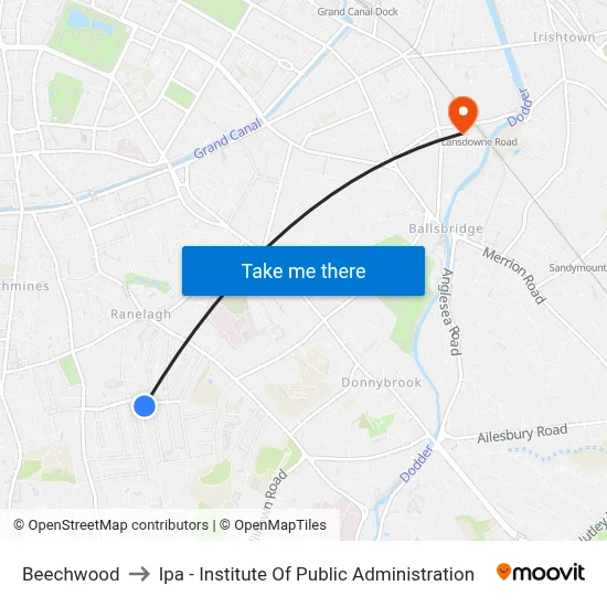 Beechwood to Ipa - Institute Of Public Administration map