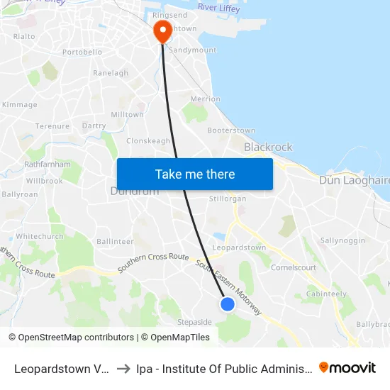 Leopardstown Valley to Ipa - Institute Of Public Administration map