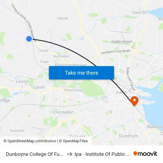 Dunboyne College Of Further Education to Ipa - Institute Of Public Administration map