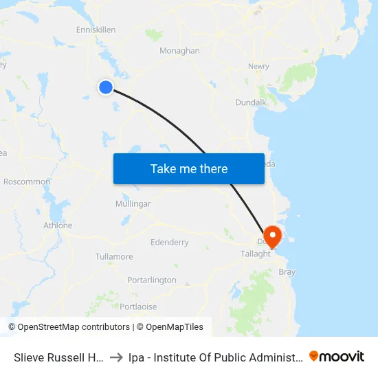 Slieve Russell Hotel to Ipa - Institute Of Public Administration map
