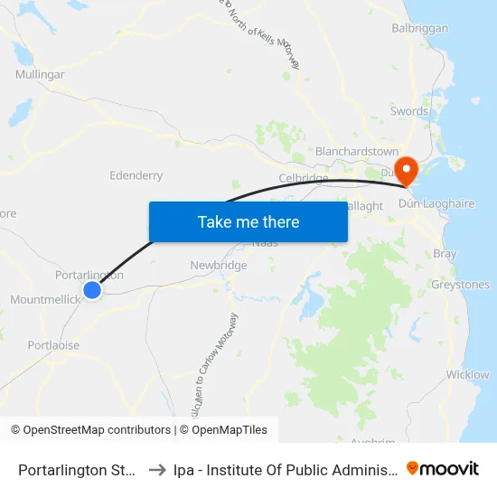 Portarlington Station to Ipa - Institute Of Public Administration map