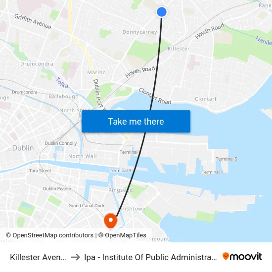 Killester Avenue to Ipa - Institute Of Public Administration map