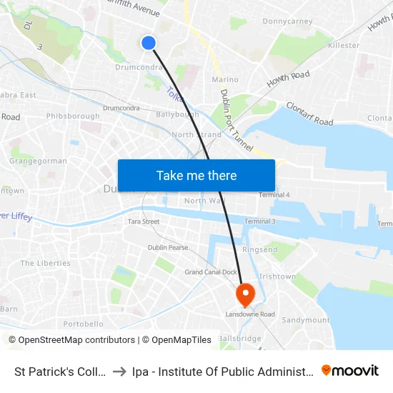 St Patrick's College to Ipa - Institute Of Public Administration map