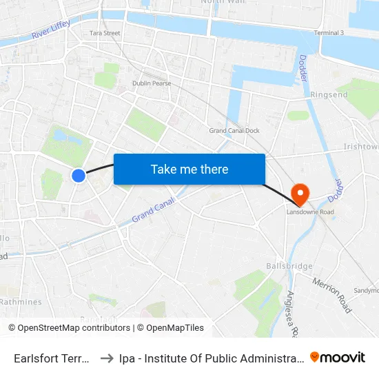 Earlsfort Terrace to Ipa - Institute Of Public Administration map