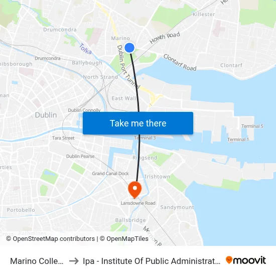 Marino College to Ipa - Institute Of Public Administration map