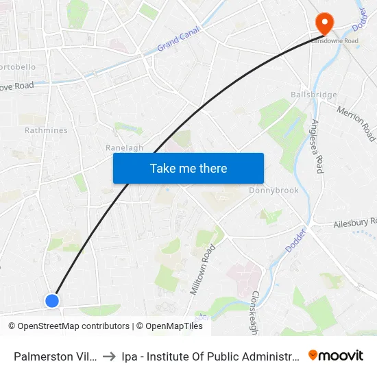 Palmerston Villas to Ipa - Institute Of Public Administration map