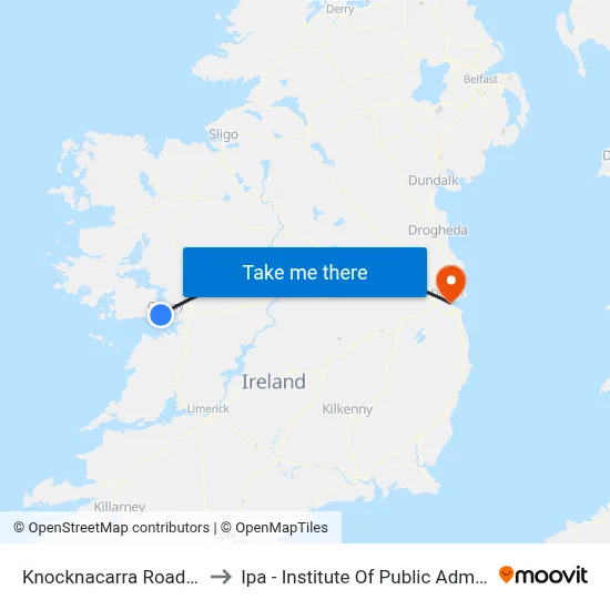 Knocknacarra Road Galway to Ipa - Institute Of Public Administration map
