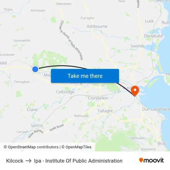Kilcock to Ipa - Institute Of Public Administration map