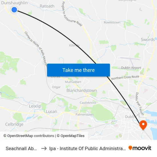 Seachnall Abbey to Ipa - Institute Of Public Administration map