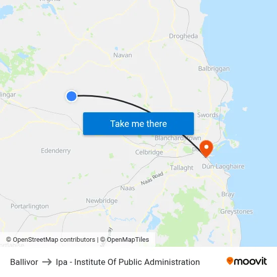 Ballivor to Ipa - Institute Of Public Administration map