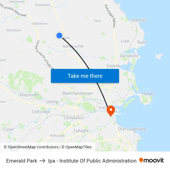 Emerald Park to Ipa - Institute Of Public Administration map