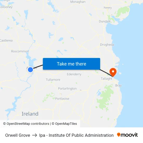 Orwell Grove to Ipa - Institute Of Public Administration map