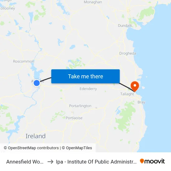 Annesfield Woods to Ipa - Institute Of Public Administration map