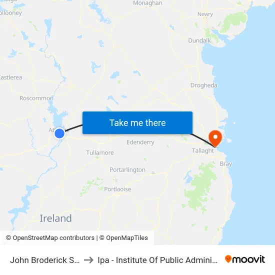 John Broderick Street to Ipa - Institute Of Public Administration map