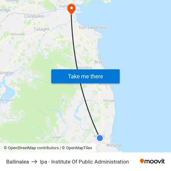 Ballinalea to Ipa - Institute Of Public Administration map