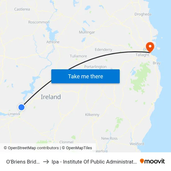 O'Briens Bridge to Ipa - Institute Of Public Administration map
