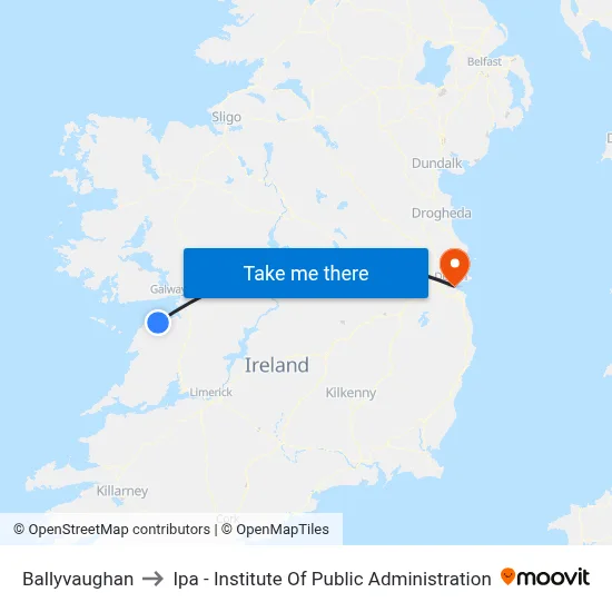 Ballyvaughan to Ipa - Institute Of Public Administration map