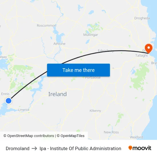 Dromoland to Ipa - Institute Of Public Administration map