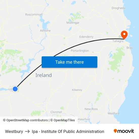 Westbury to Ipa - Institute Of Public Administration map