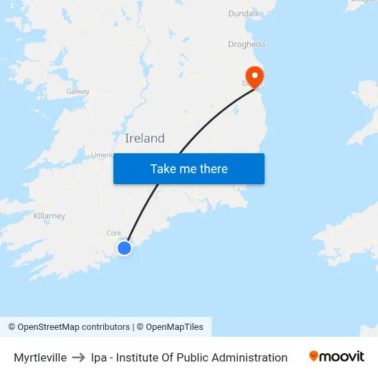 Myrtleville to Ipa - Institute Of Public Administration map