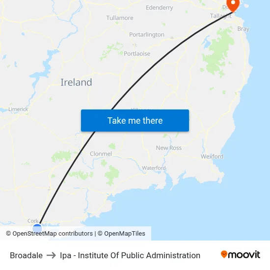 Broadale to Ipa - Institute Of Public Administration map