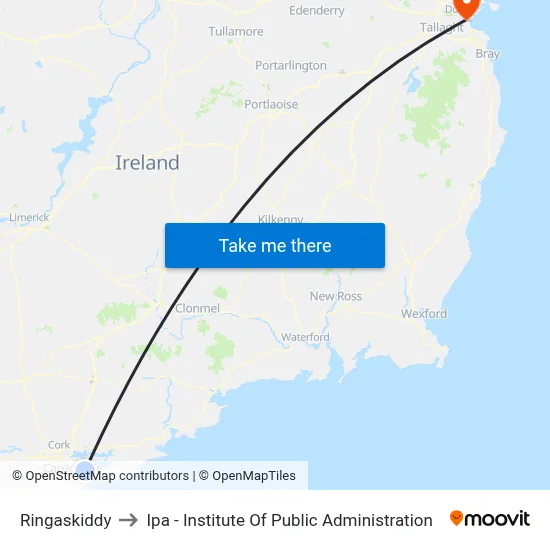 Ringaskiddy to Ipa - Institute Of Public Administration map