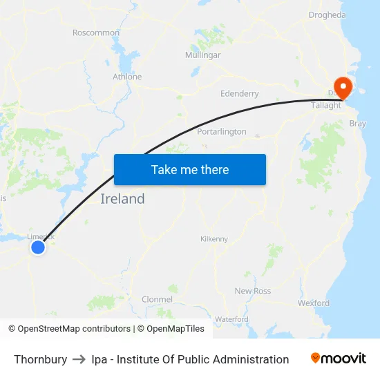 Thornbury to Ipa - Institute Of Public Administration map