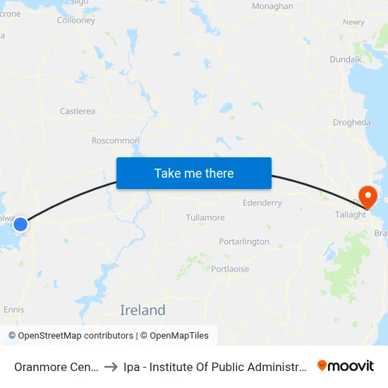 Oranmore Centre to Ipa - Institute Of Public Administration map
