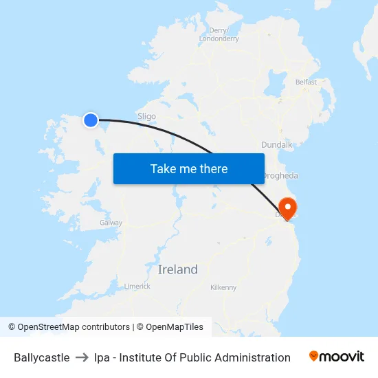 Ballycastle to Ipa - Institute Of Public Administration map