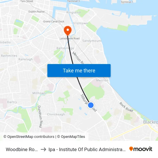 Woodbine Road to Ipa - Institute Of Public Administration map