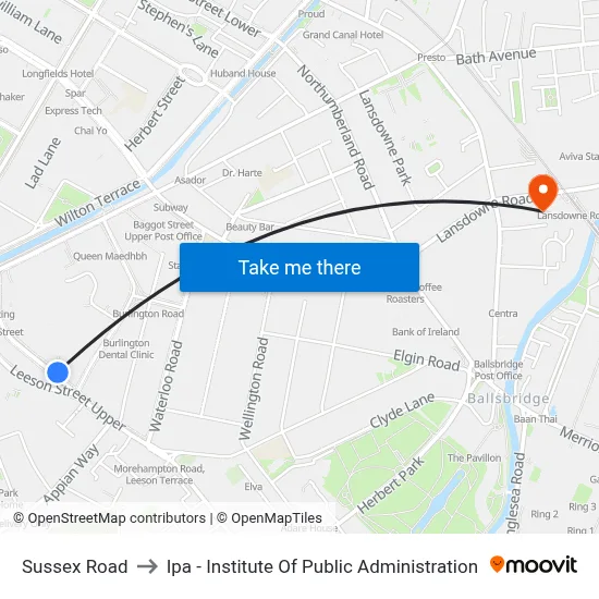 Sussex Road to Ipa - Institute Of Public Administration map