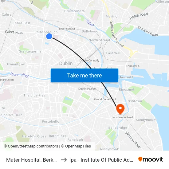 Mater Hospital, Berkeley Road to Ipa - Institute Of Public Administration map