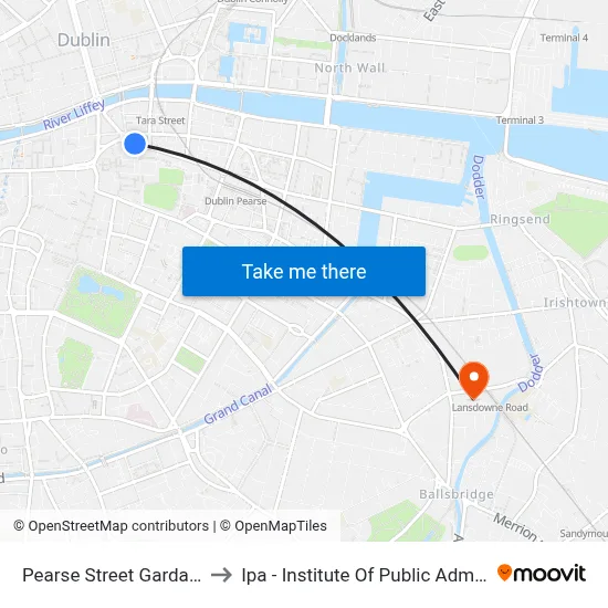 Pearse Street Garda Station to Ipa - Institute Of Public Administration map