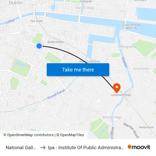 National Gallery to Ipa - Institute Of Public Administration map