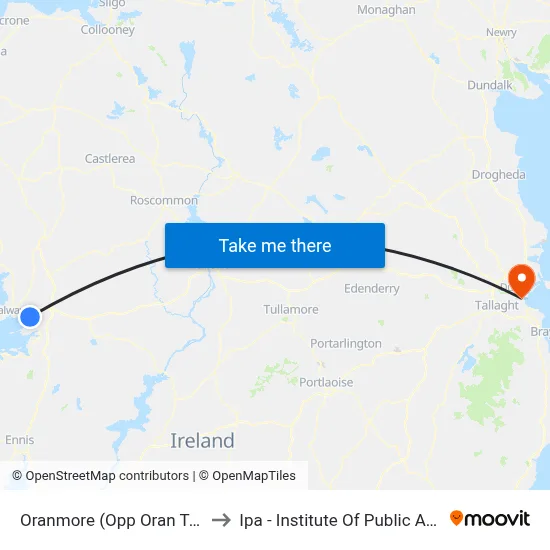 Oranmore (Opp Oran Town Centre) to Ipa - Institute Of Public Administration map