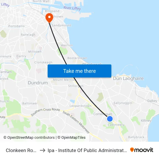 Clonkeen Road to Ipa - Institute Of Public Administration map
