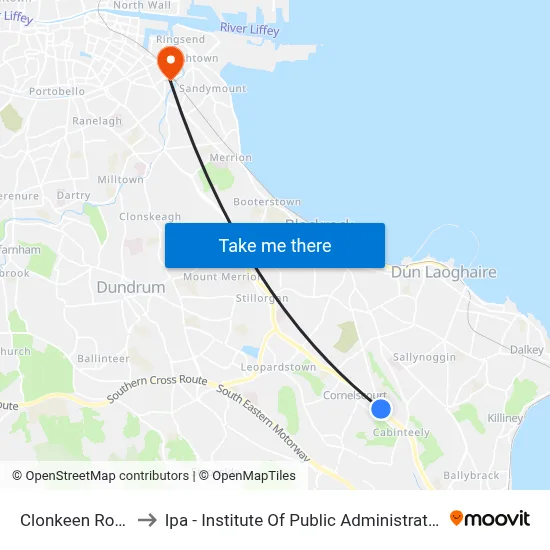 Clonkeen Road to Ipa - Institute Of Public Administration map