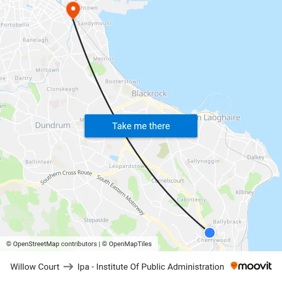 Willow Court to Ipa - Institute Of Public Administration map