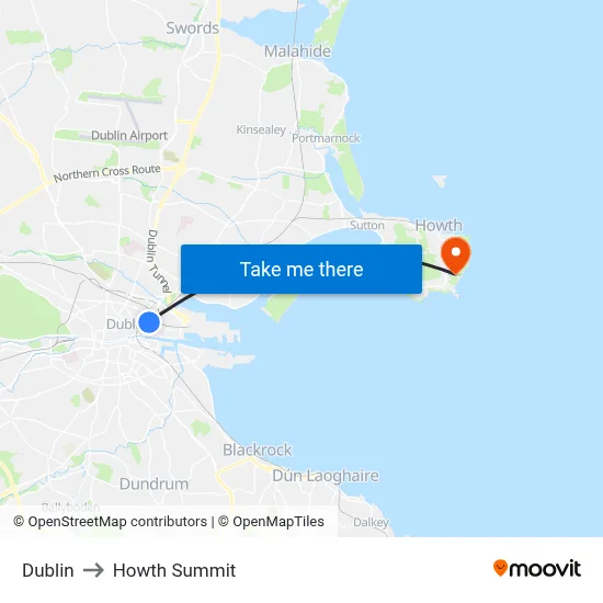 Dublin to Howth Summit map