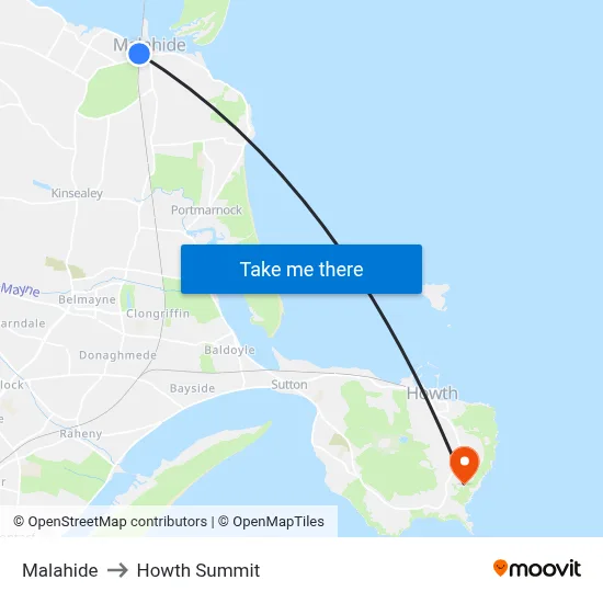 Malahide to Howth Summit map