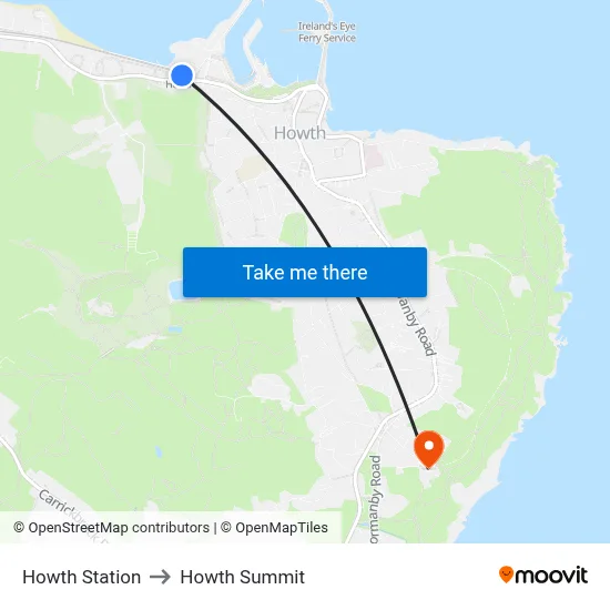 Howth Station to Howth Summit map