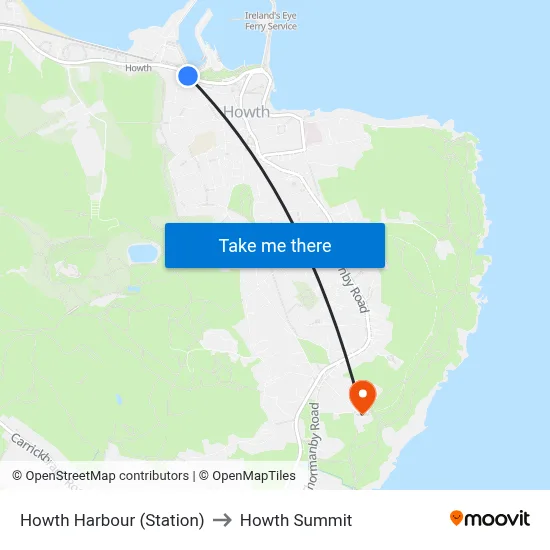 Howth Harbour (Station) to Howth Summit map