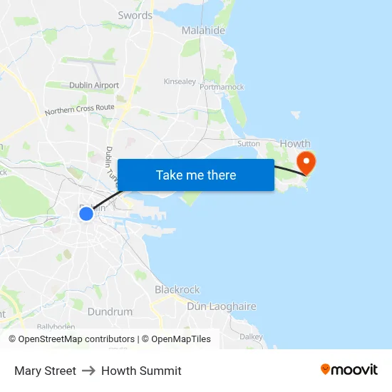 Mary Street to Howth Summit map