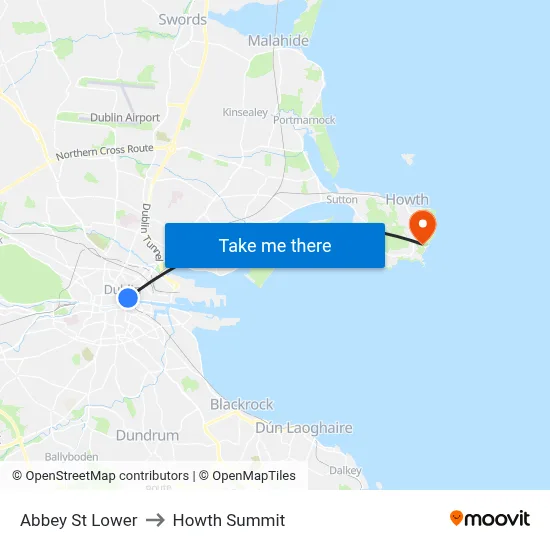Abbey St Lower to Howth Summit map