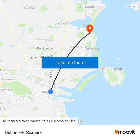 Dublin to Seapark map