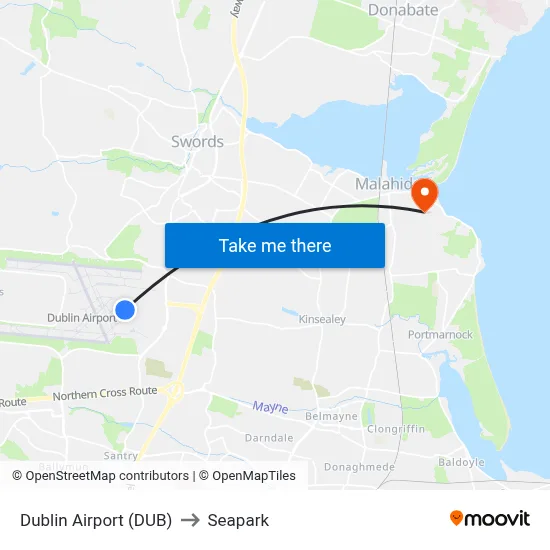 Dublin Airport (DUB) to Seapark map