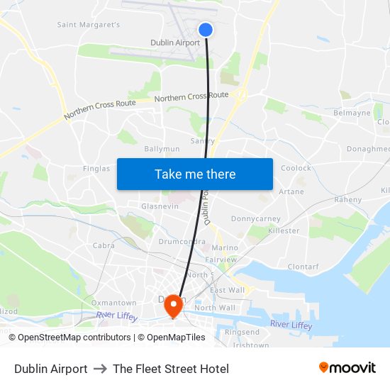 Dublin Airport to The Fleet Street Hotel map