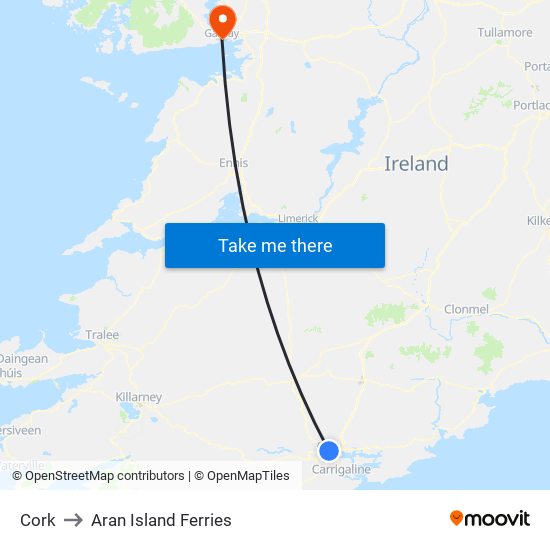 Cork to Aran Island Ferries map